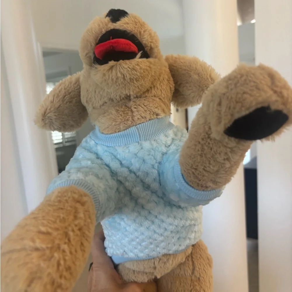 Plush Dog Toy with Blue Sweater